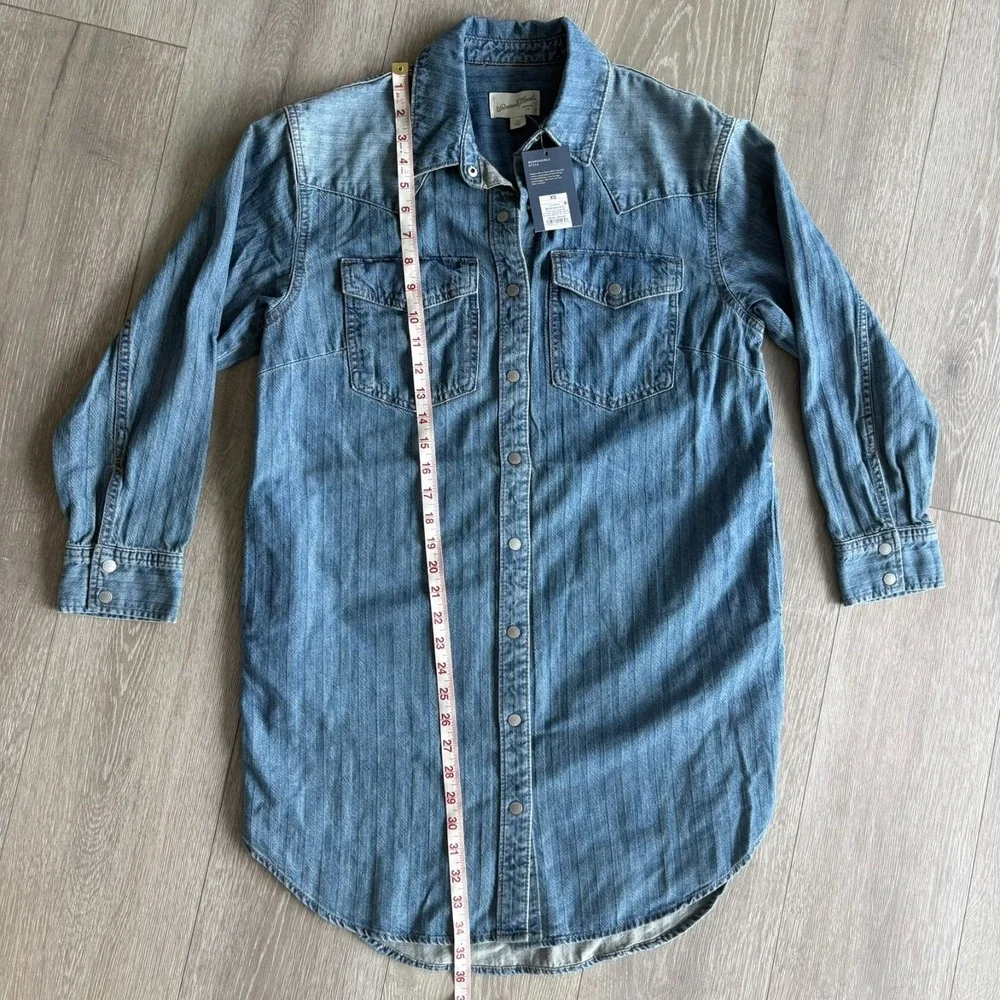 NWT Universal Thread Womens Blue Long Sleeve Snap Button Denim Dress Size XS